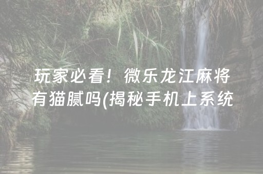 给大家科普一下“微信小程序里的麻将确实有挂吗”（有没有猫腻)