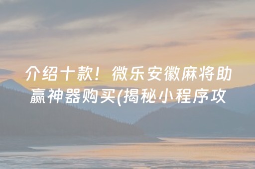 介绍十款！微乐安徽麻将助赢神器购买(揭秘小程序攻略插件)