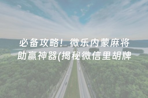 玩家必看攻略“微乐湖南麻将助赢神器购买”（小程序必赢神器)