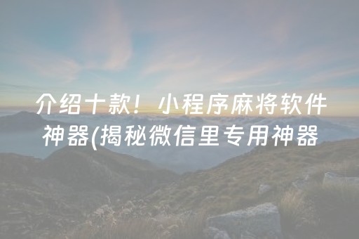 介绍十款！小程序麻将软件神器(揭秘微信里专用神器下载)