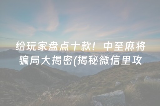 给玩家盘点十款！中至麻将骗局大揭密(揭秘微信里攻略插件)