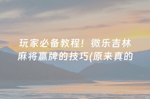 玩家必备教程！微乐吉林麻将赢牌的技巧(原来真的有挂呢)