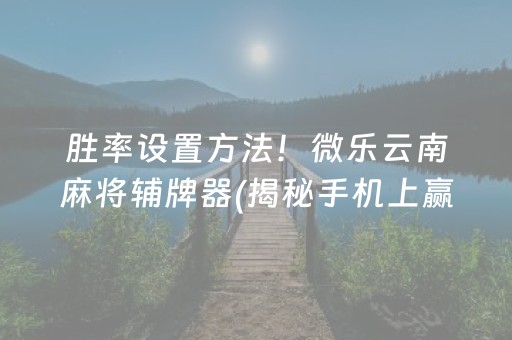 胜率设置方法！微乐云南麻将辅牌器(揭秘手机上赢牌的技巧)