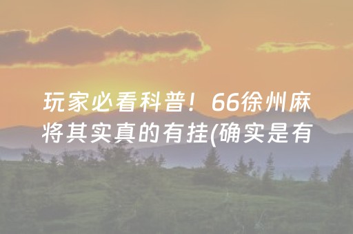 玩家必看科普！66徐州麻将其实真的有挂(确实是有挂)