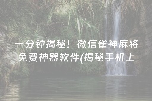 一分钟揭秘！微信雀神麻将免费神器软件(揭秘手机上提高赢的概率)