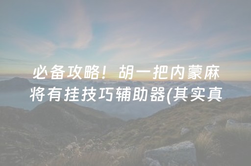 必备攻略！胡一把内蒙麻将有挂技巧辅助器(其实真的确实有挂)