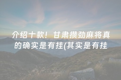 介绍十款！甘肃攒劲麻将真的确实是有挂(其实是有挂的)