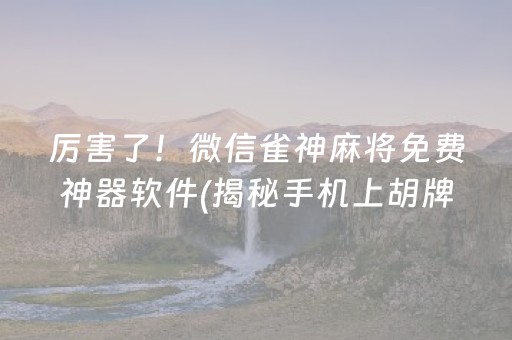 厉害了！微信雀神麻将免费神器软件(揭秘手机上胡牌技巧)