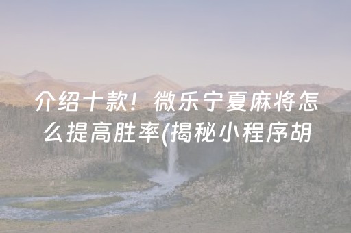 介绍十款！微乐宁夏麻将怎么提高胜率(揭秘小程序胡牌技巧)