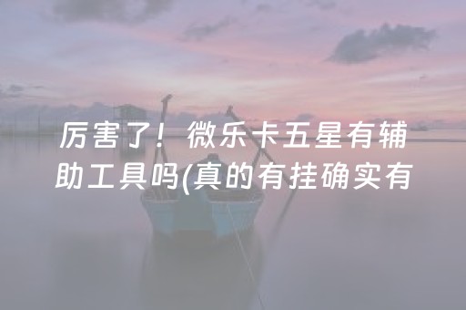 厉害了！微乐卡五星有辅助工具吗(真的有挂确实有挂)