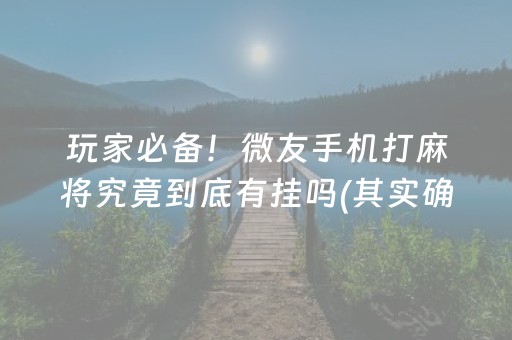 玩家必备！微友手机打麻将究竟到底有挂吗(其实确实有挂)