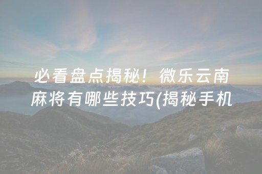 必看盘点揭秘！微乐云南麻将有哪些技巧(揭秘手机上输赢规律)