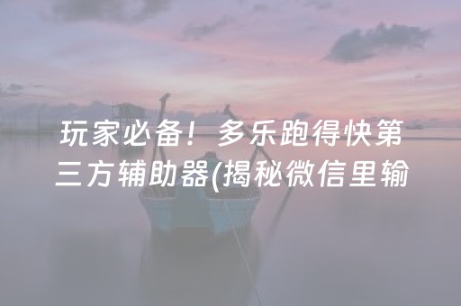 玩家必备！多乐跑得快第三方辅助器(揭秘微信里输赢规律)