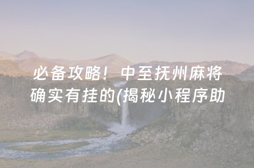 必备攻略！中至抚州麻将确实有挂的(揭秘小程序助赢神器购买)