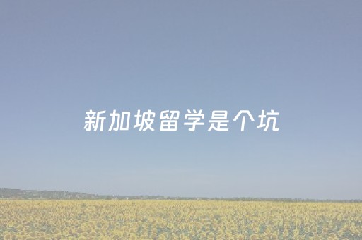 新加坡留学是个坑（新加坡的留学）