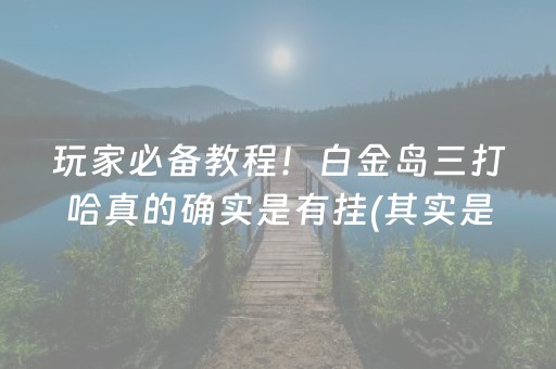 玩家必备教程！白金岛三打哈真的确实是有挂(其实是有挂的)