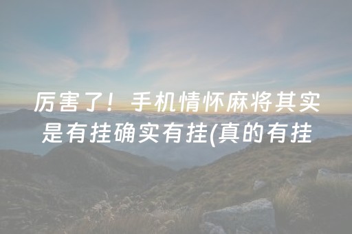 厉害了！手机情怀麻将其实是有挂确实有挂(真的有挂)