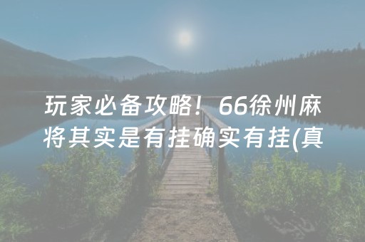 玩家必备攻略！66徐州麻将其实是有挂确实有挂(真的确实是有挂)