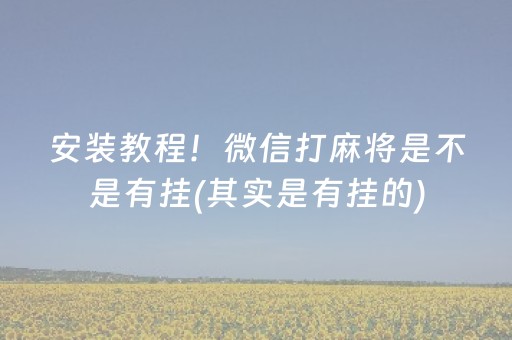 安装教程！微信打麻将是不是有挂(其实是有挂的)