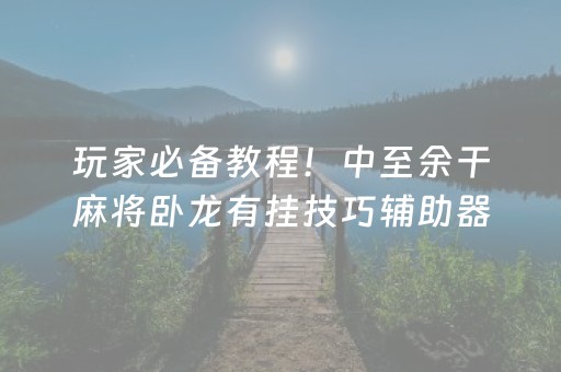 玩家必备教程！中至余干麻将卧龙有挂技巧辅助器(其实真的有挂)