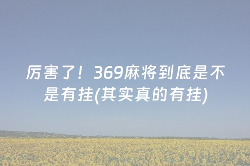 厉害了！369麻将到底是不是有挂(其实真的有挂)