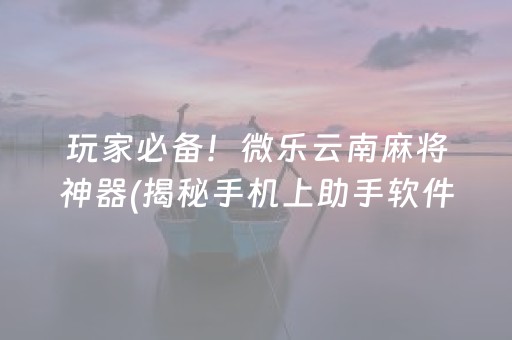 玩家必备！微乐云南麻将神器(揭秘手机上助手软件)