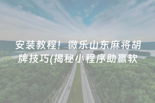 安装教程！微乐山东麻将胡牌技巧(揭秘小程序助赢软件)