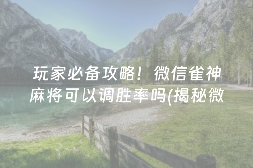 玩家必备攻略！微信雀神麻将可以调胜率吗(揭秘微信里胜率到哪调)