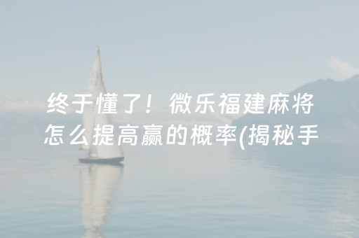 终于懂了！微乐福建麻将怎么提高赢的概率(揭秘手机上输赢规律)