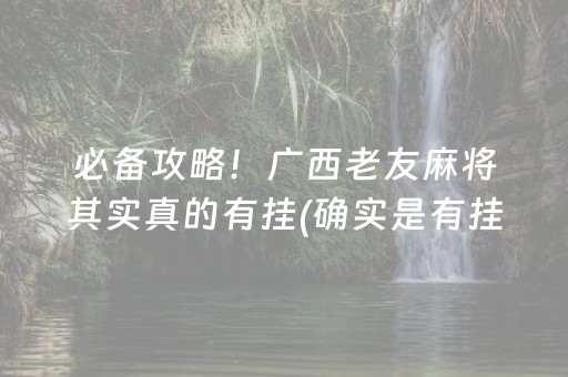 必备攻略！广西老友麻将其实真的有挂(确实是有挂)