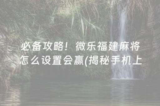 必备攻略！微乐福建麻将怎么设置会赢(揭秘手机上最新神器下载)