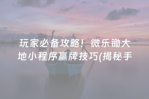 玩家必备攻略！微乐锄大地小程序赢牌技巧(揭秘手机上插件下载)