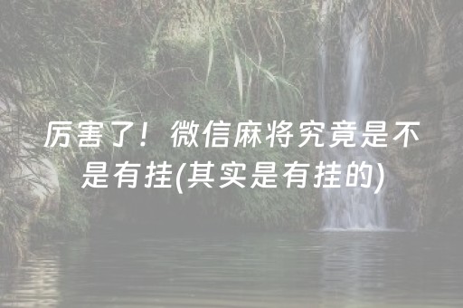 厉害了！微信麻将究竟是不是有挂(其实是有挂的)