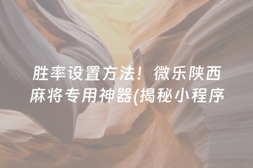 胜率设置方法！微乐陕西麻将专用神器(揭秘小程序胡牌技巧)