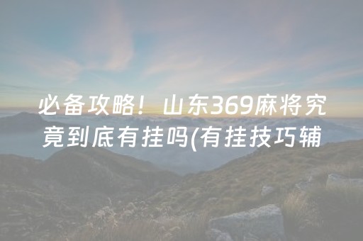 必备攻略！山东369麻将究竟到底有挂吗(有挂技巧辅助器)