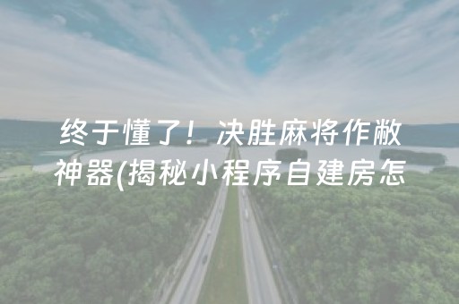 终于懂了！决胜麻将作敝神器(揭秘小程序自建房怎么赢)