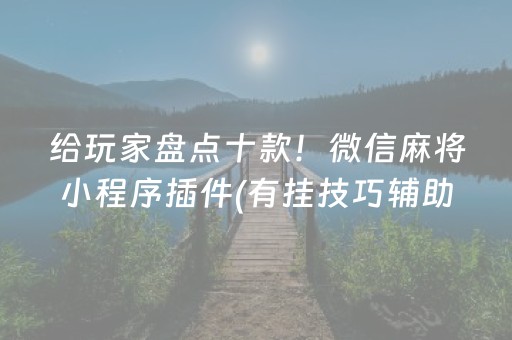 给玩家盘点十款！微信麻将小程序插件(有挂技巧辅助器)