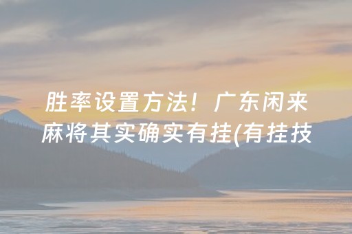 胜率设置方法！广东闲来麻将其实确实有挂(有挂技巧辅助器)