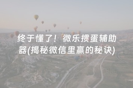 终于懂了！微乐掼蛋辅助器(揭秘微信里赢的秘诀)