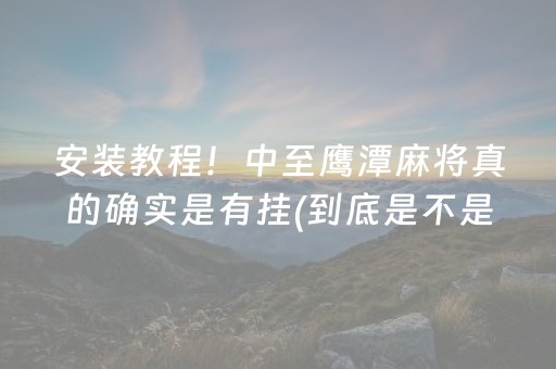 安装教程！中至鹰潭麻将真的确实是有挂(到底是不是有挂)