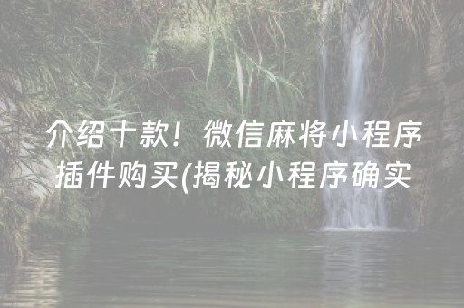 介绍十款！微信麻将小程序插件购买(揭秘小程序确实有猫腻)