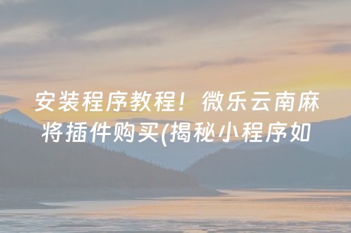 安装程序教程！微乐云南麻将插件购买(揭秘小程序如何让牌变好)