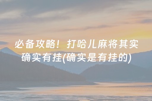 必备攻略！打哈儿麻将其实确实有挂(确实是有挂的)