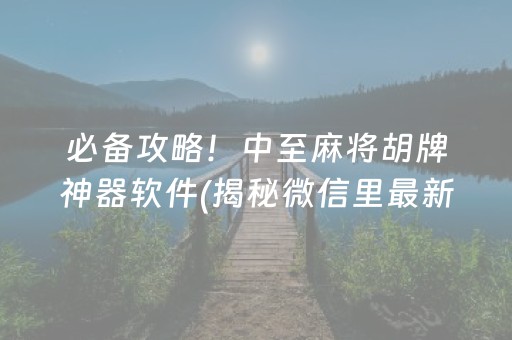 必备攻略！中至麻将胡牌神器软件(揭秘微信里最新神器下载)