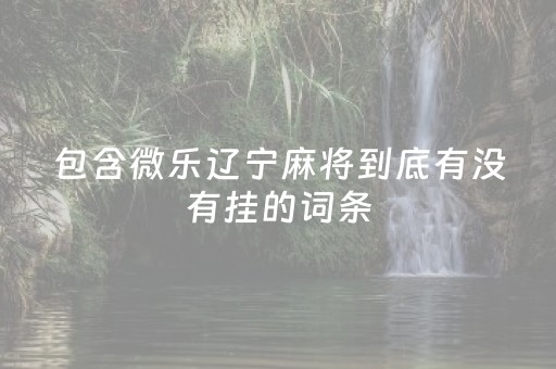 包含微乐辽宁麻将到底有没有挂的词条