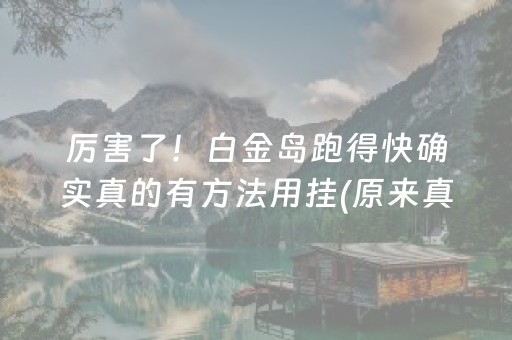 厉害了！白金岛跑得快确实真的有方法用挂(原来真的有挂)