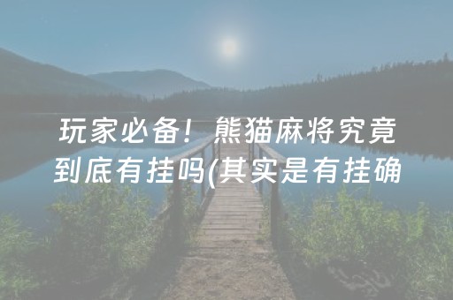 玩家必备！熊猫麻将究竟到底有挂吗(其实是有挂确实有挂)