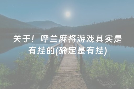 关于！呼兰麻将游戏其实是有挂的(确定是有挂)