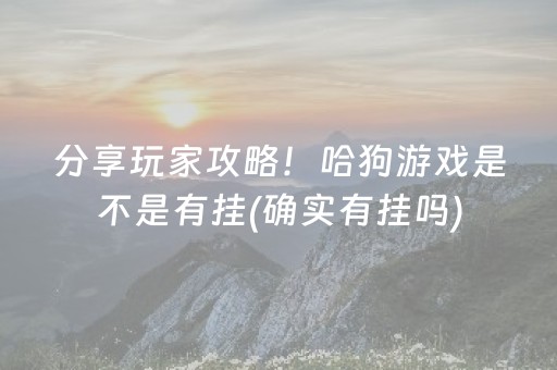 分享玩家攻略！哈狗游戏是不是有挂(确实有挂吗)