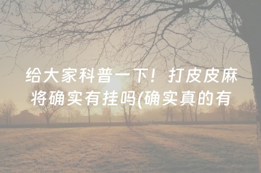 给大家科普一下！打皮皮麻将确实有挂吗(确实真的有挂)